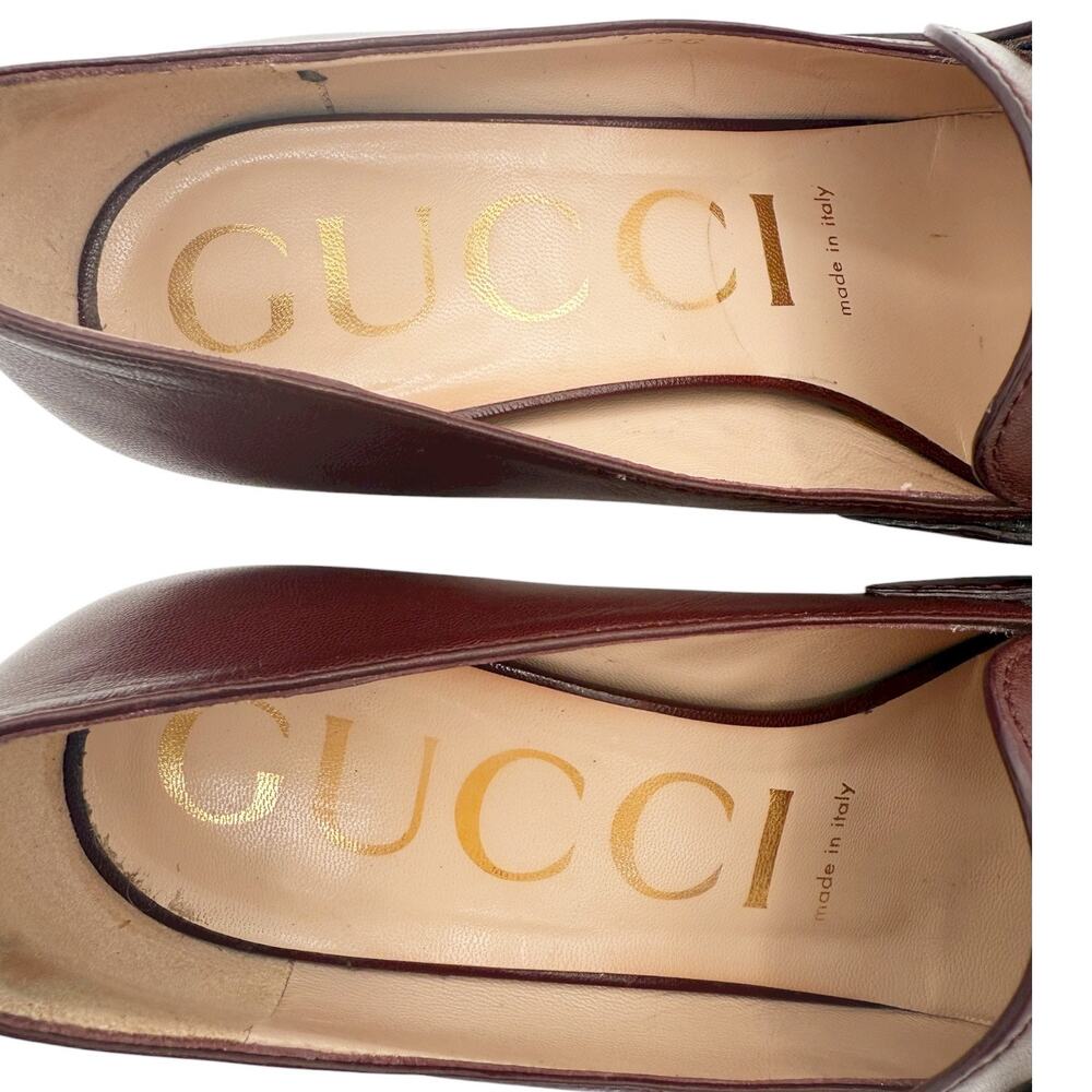 Gucci Zumi Interlocking GG Loafer Pumps EU 37 US 7 Bordeaux Burgundy Block Heel - Picture 8 of 16